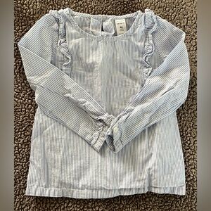 Carter’s Girls Long-sleeve Blue and White Striped Shirt. GUC. 4T.
